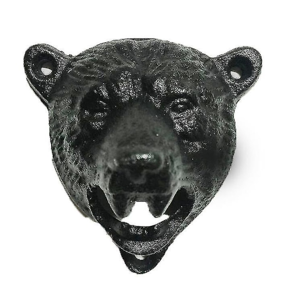 Støbejerns vægmonteret Grizzly Bear Teeth Bite Flaskeåbner (sort)