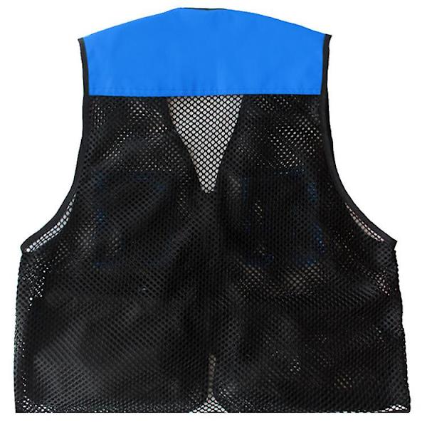 Sommer nettingvest Fotografivest Fiskevest Utendørs Cargo Wear for menn og kvinner Vest med flere lommer blue XXL