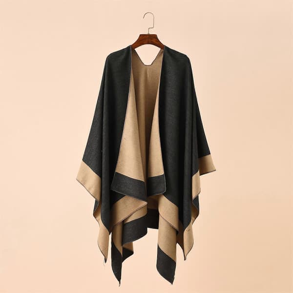Dame Sjal Wraps Åben Front Poncho Kapper Oversized Sweaters Mode Sjaler til Efterår Vinter orange orange