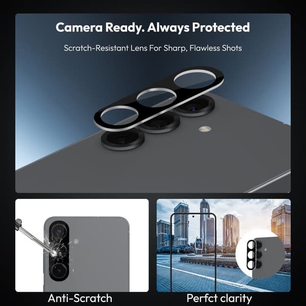 2-Pack Compatible with Samsung Galaxy S25 Screen Protector & 2-Pack Lens Protector - Tempered Glass | [Automatic Installation] - Bubbleree