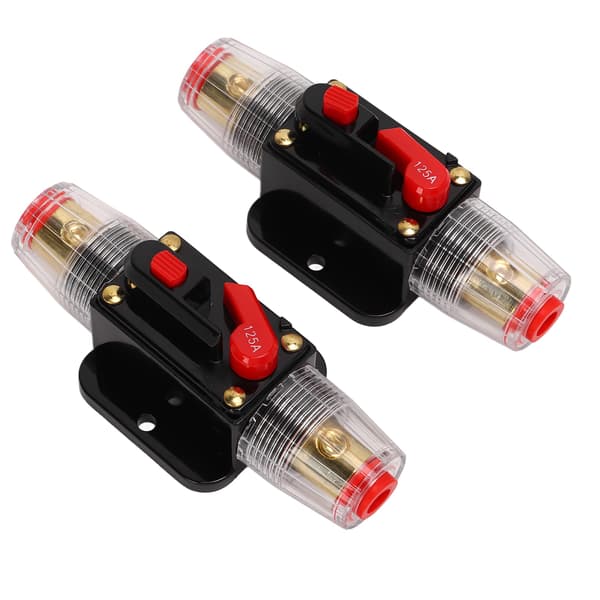 12V til 24V Manuel Reset Inline Strømafbryder Sikringsholder med Batterisko Varmekrympeslanger til Bil Båd Lydsystem 125A