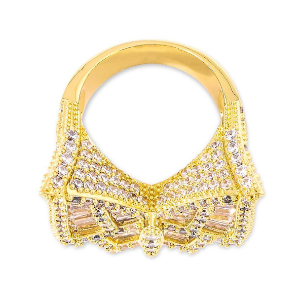 Trendiga nya fjärilsringar för kvinnor män Kopparberlock Guld Silverfärg Cubic Zircon Iced Ring Mode Hip Hop smycken Gold