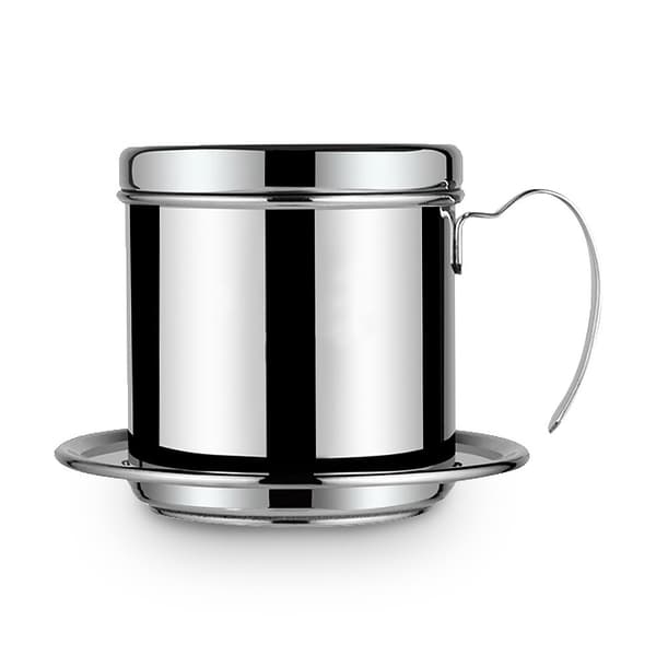 Vietnamesisk kaffefilter Phin i rustfritt stål, dryppebrygger, sølv