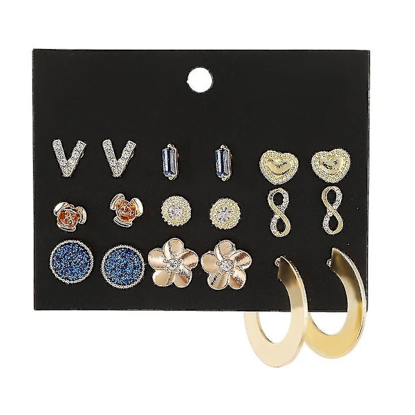 øreringe Sæt Blomst Geometrisk Farvet Rhinestone Embedded Legering Til Bryllup