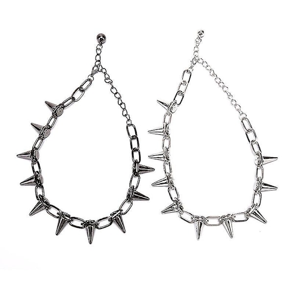 Ny Spike Rivet Punk Halskæde Goth Rock Biker Link Chain Choker smykker Hfmqv Black