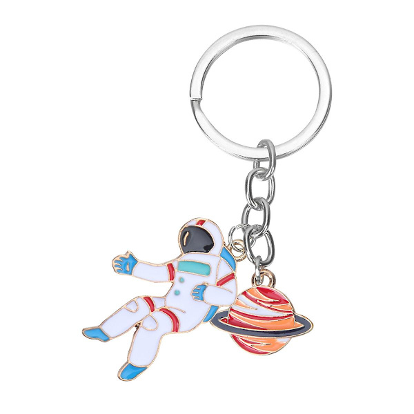 Cartoon Planet Astronaut Nøkkelringer Legering Nøkkelring Hengende Nøkkelring Ornament Familie Venner Gaver (4#)