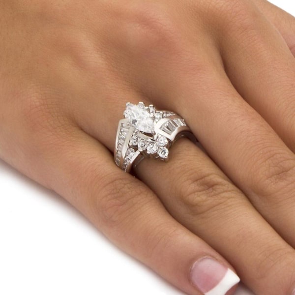 Naisten Marquise Cubic Zirkonia Kihlasormus vuosipäivän sormuskorut Golden US 11