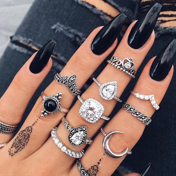 10 stk Vintage Crown Pære Rhinestone Kvinder Knuckle Midi Finger Stabling Ringe