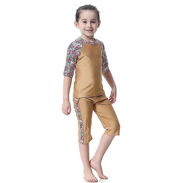 Barn Jenter Islamsk Muslim Badetøy Modest Burkini Camel 3-4 Years