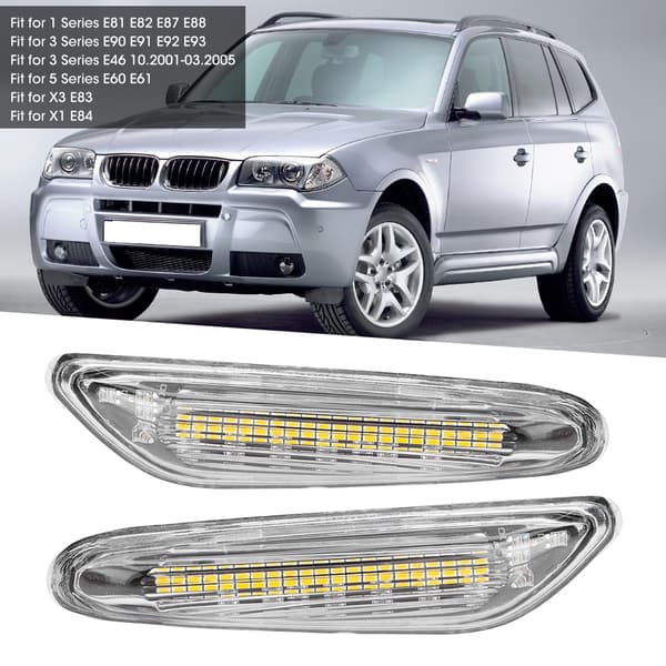 LED Dynamisk Flydende Lys Side Blinklys Indikator Par Kompatibel med E90 E91 E92 E93 E60 E87 E82 E46 Hvid