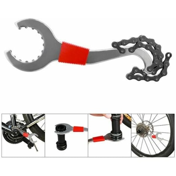 Verktøysett for sykkelreparasjoner, bilkjedekutter, tre-i-ett-kombiverktøy/trekkhestverktøy/kjedekutter/eikernøkkel/universell sving