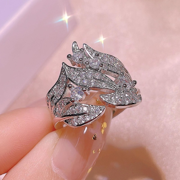 Kvinner Ring Blader Rhinestones Smykker Elegant Bright Luster Ring For Party US 9