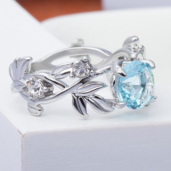 Kvinner Ring Blader Rhinestones Smykker Elegant Bright Luster Ring For Daglig Bruk US 6