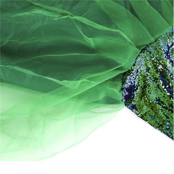Havfrue fiskehale kostyme glitter skjørt cosplay halloween rekvisitter Green XL