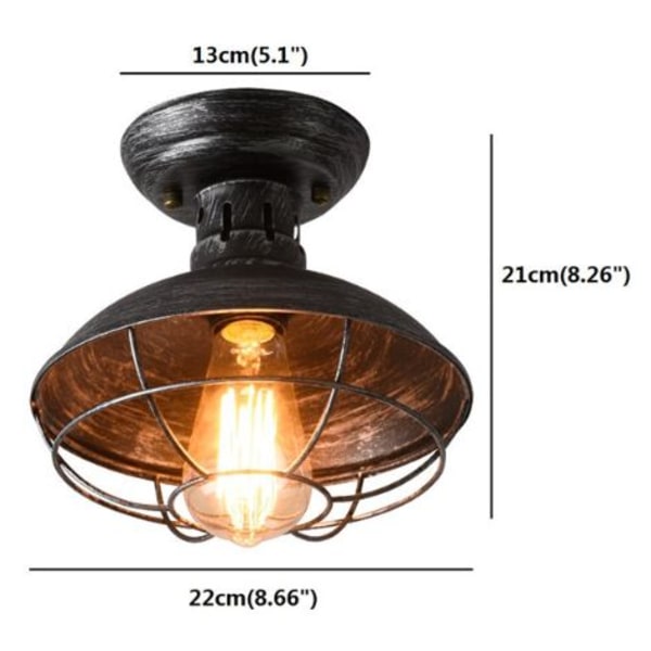 Farmhouse Flush Mount Loftslampe, Industriel Loftslampe til entré køkkenet (sølvgrå)