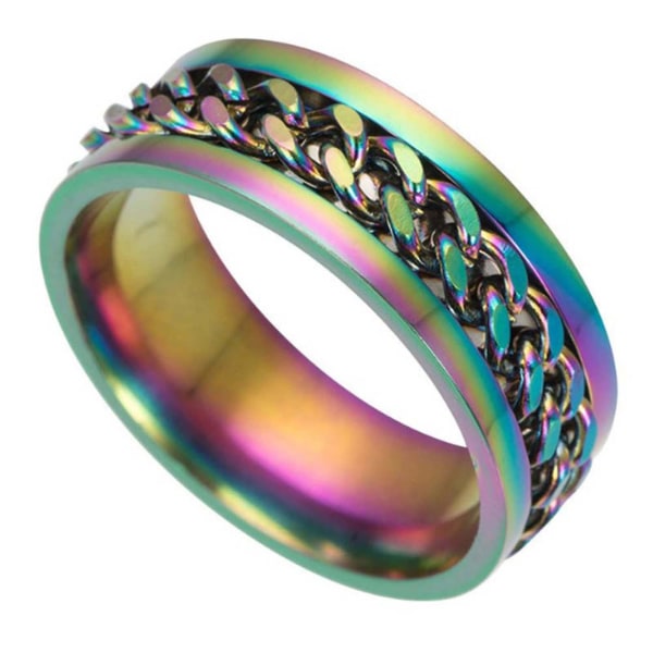 Kjede Roterbar Kjede Glitrende Smykker Gave Menn Finger Ring For Club Multicolor US 6