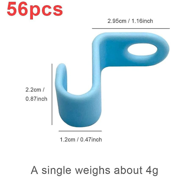 56 Mini Cascading Ripustimet, Liitoskoukut vaateripustimiin, Säästä tilaa kaapeissa (taivaansininen)