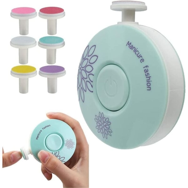 Mintgrønn [6 slipehoder] Engelsk versjon Elektrisk Nail Art Utstyr Barn Baby Sikkerhet Negleklippere Nail Art Suitab