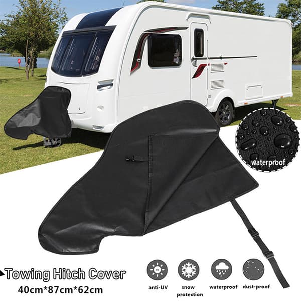 Universal Vandtæt PVC Sort Campingvogn Trækstangsafdækning Trailer Trækstangslås