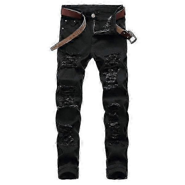 Ripped jeans til mænd afslappede denim bukser