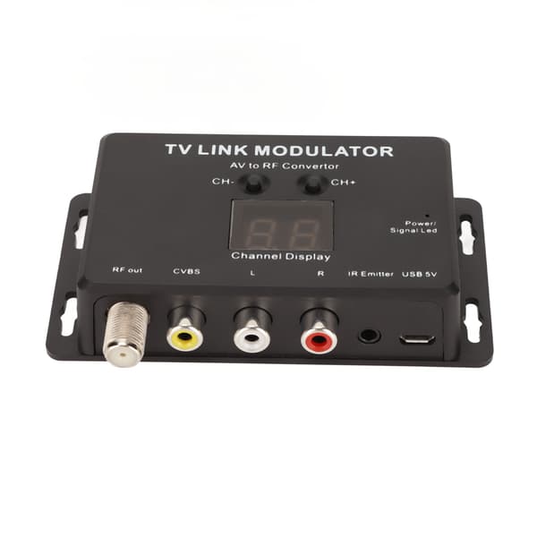 TV Link Modulator PAL NTSC Stabil Liten AV til RF Konverter IR Retur for Dekoder DVD DVR