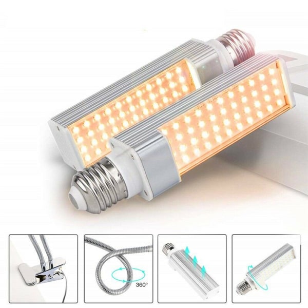 Tre færdige hoveder LED Grow Light Tilbehør Havelys Auto On/Off Timer 3 Full Spectrum Frøplanter