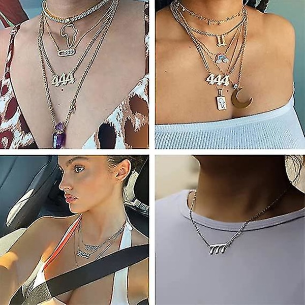 Ängel nummer halsband guld rostfritt stål numerologi smycken 222