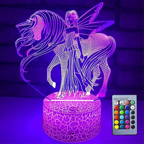 3d Unicorn nattlampa för barnrum, 16 färger Unicorn 3d Illusion nattlampa med fjärrkontroll Unicorn Toys Light som födelsedagspresenter för 1 2