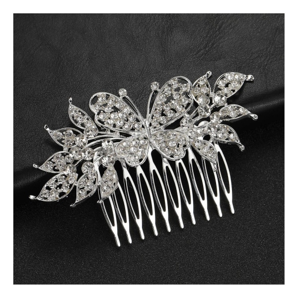 Hårkam Legering Innlagt Rhinestone Butterfly Leaf Comb Daglig Uformelt Hodeplagg 3