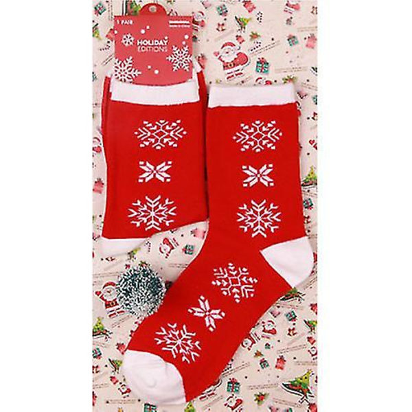 Kvinder Mænd Julenyhedssokker Sjove julestrømpegave Red Snowflake 2 Pairs