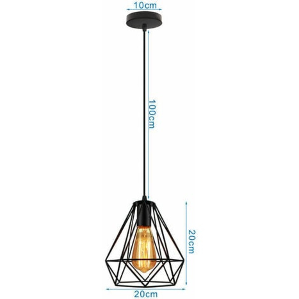 Diamond Suspension Lysekrone E27 for Soverom Stue Spisestue Svart - Svart