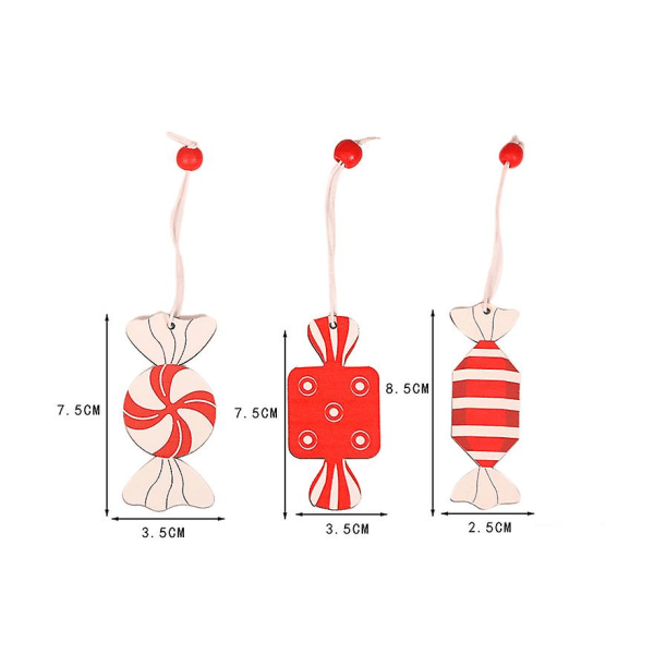 3pac trä färgglada godis julgran dekoration hänge