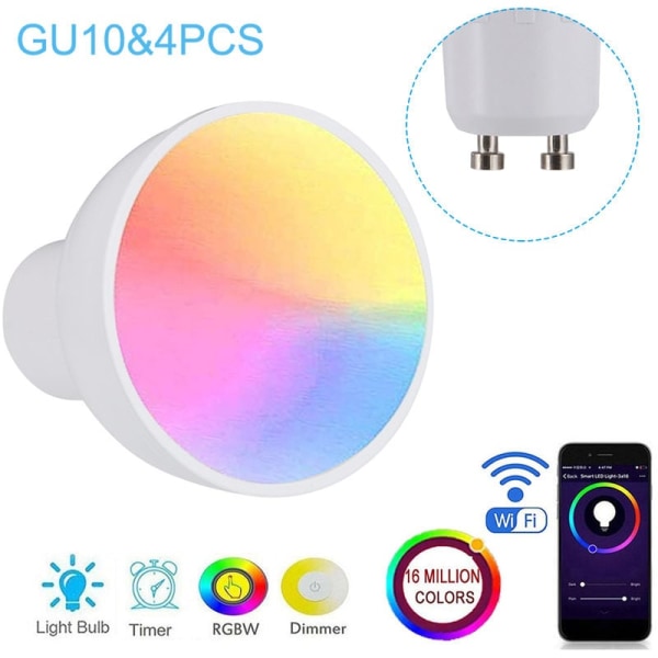 2 stk, RGB+WGU110, smartpærekopp, wifi-fjernkontroll for mobiltelefon