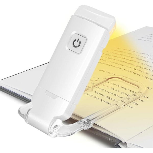 Vit USB Clip Folding Book Light Bärbar läslampa Uppladdningsbar LED-läslampa