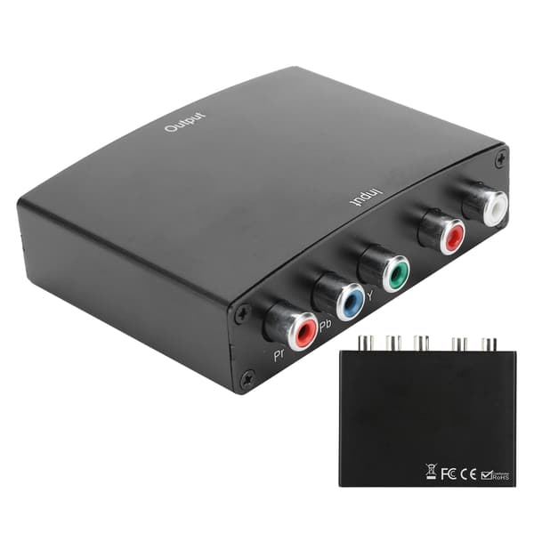 YPbPr til HDMI-konverter med lyd RGB-adapterkabel ABS-transformator 100-240V EU-plugg