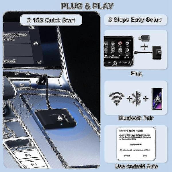 AA langaton sovitin Android Autolle - Saumaton autoyhteys
