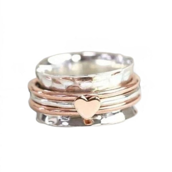Vintage Two Tone Roterable Heart Dam Ring