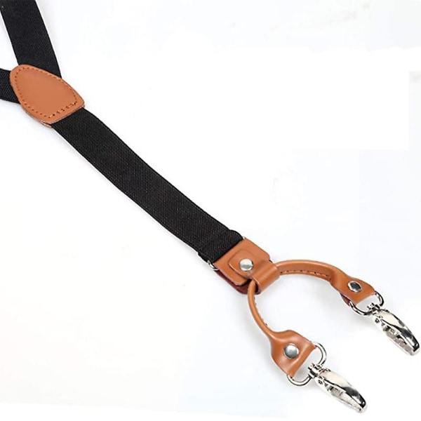 Herr Y-back 4 metallklämmor elastiska breda hängslen perfekt för både casual och formella $justerbara elastiska hängslen för män och kvinnor Black