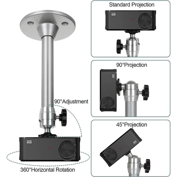 2st projektor takfäste, mini aluminium justerbart vägg projektor fäste, universal projektor takfäste för digitalkamera Slr videokamera Max5