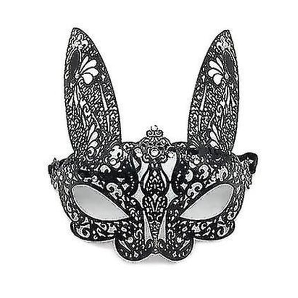 Lyxig Venice Metal Mask Prom Princess Half Face Rabbit Mask Halloween Prom Party Mask för män och kvinnor
