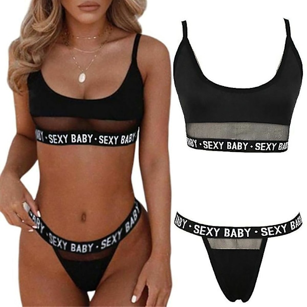 Sexy Baby Women Alusvaatteet Alusvaatteet Set Mesh Bra Thong Black S