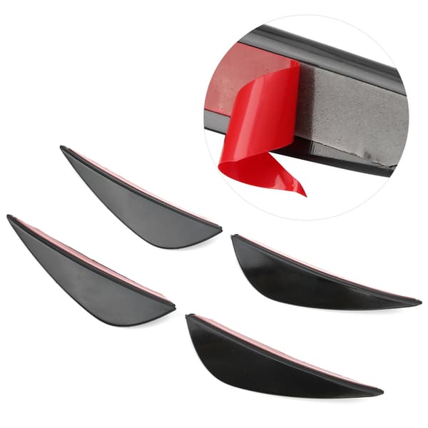 4 stk. Frontkofanger Luftkniv Spoiler Universal PVC Diffuser Højglans Sort