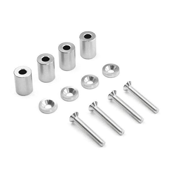 Sølvfarvet motorhjelm Vent Spacer Riser Kits Aluminiumslegering Bolte Møtrik pakning til biler
