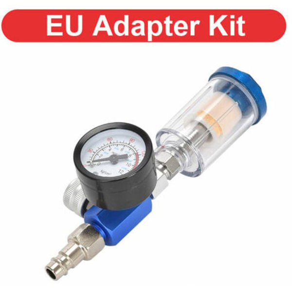 0-140PSI Sprøjtepistol Luftregulator Inline Gauge Filter Separator EU Adapter Pneumatisk Airbrush Værktøj