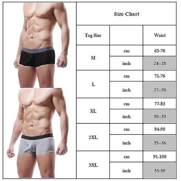 Män Seamless Shorts Trunks Stretch Trosor Underkläder Black M