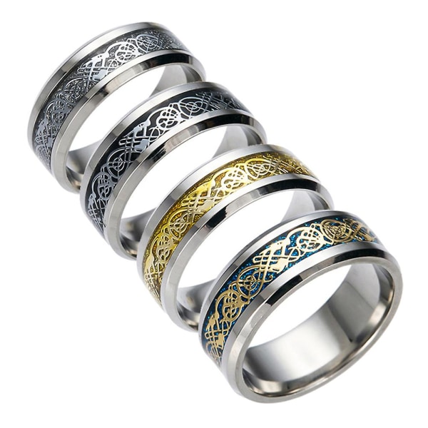 Stilfuld mænd titan stål glat overflade bryllup band finger ring smykker gave Black and Silver US 12