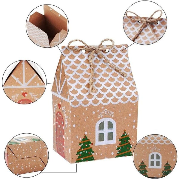 50 stycken julfestförpackningar, julklappspåsar av kraftpapper, presentförpackningar för bröllopsfavoriter, för presentförpackning, ca.