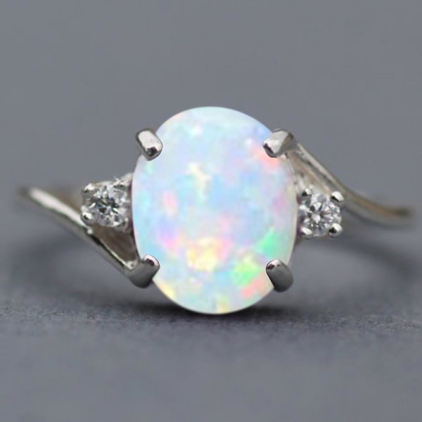 Mode Udsøgt Opal Legering Charm Ring Kvinder Brud Bryllup Engagement smykker US 8