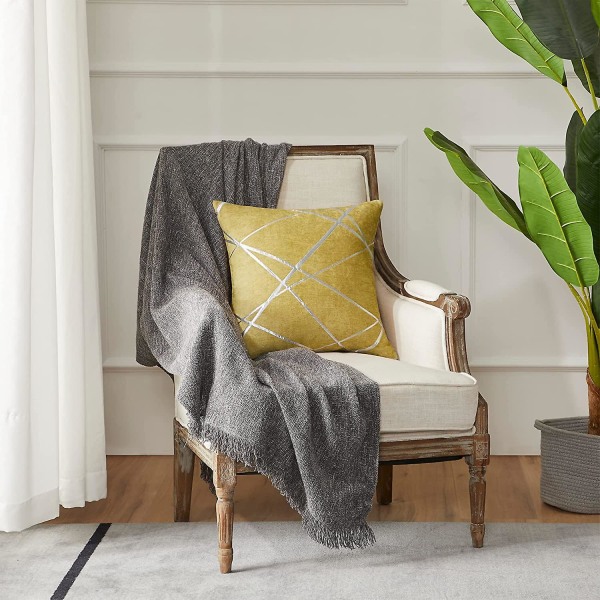 Dekorativ soffa örngott, soffa tjock kudd örngott, fyrkantig grå lyx kuddar 2 set 40*40 cm Jaune