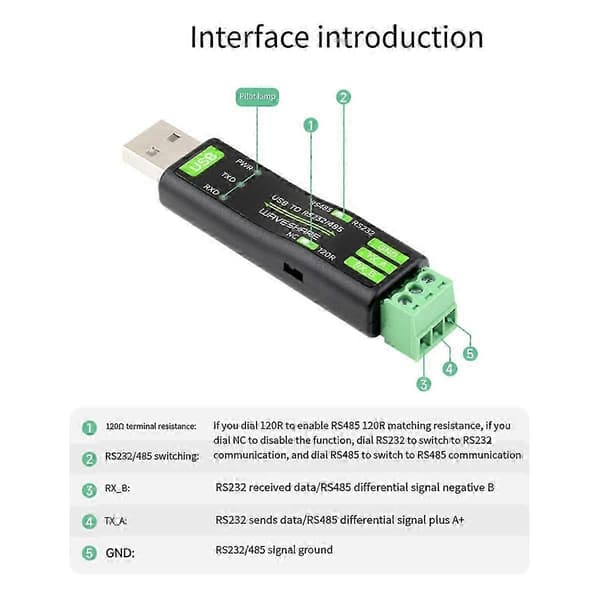 USB-RS232/485-sarjaporttimuunnin FT232RNL Linuxille, Androidille, Win 11/10/8.1/8/7